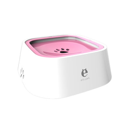 Pink Anti-Spill Floating Pet Water Bowl for Dogs and Cats - 1L Capacity, Splash-Proof and Anti-Wet Mouth Design.