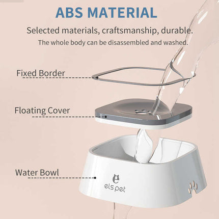 Pink Anti-Spill Floating Pet Water Bowl for Dogs and Cats - 1L Capacity, Splash-Proof and Anti-Wet Mouth Design.