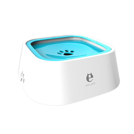 Blue Anti-Spill Floating Pet Water Bowl for Dogs and Cats - 1L Capacity, Splash-Proof and Anti-Wet Mouth Design.