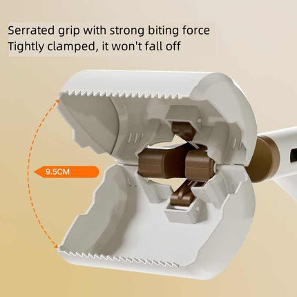 Beige Portable Dog Poop Scooper with Large 9.5cm Opening, Ergonomic Handle, Lightweight 320g Pet Waste Picker for Outdoor Walks.