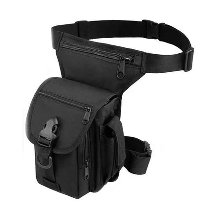 Black Tactical Outdoor Leg Bag – 900D Durable Multi-Layer Waist Pack for Cycling, Fishing, and Security.