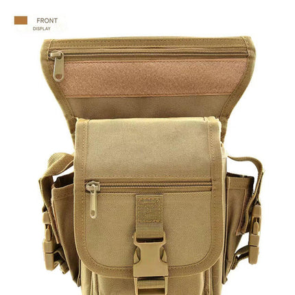 Black Tactical Outdoor Leg Bag – 900D Durable Multi-Layer Waist Pack for Cycling, Fishing, and Security.