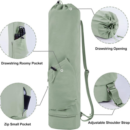 Beige Durable Yoga Mat Carry Bag - Multi-Functional Fitness Backpack with Wet Pocket(Mugs are filming props, not included).