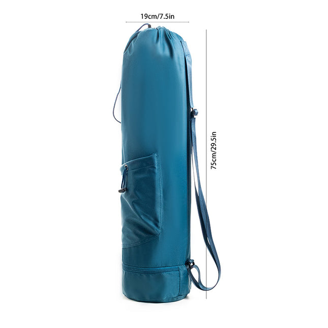 Dark Blue Durable Yoga Mat Carry Bag - Multi-Functional Fitness Backpack with Wet Pocket(Mugs are filming props, not included).