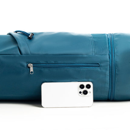 Dark Blue Durable Yoga Mat Carry Bag - Multi-Functional Fitness Backpack with Wet Pocket(Mugs are filming props, not included).