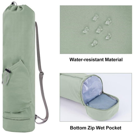 Dark Blue Durable Yoga Mat Carry Bag - Multi-Functional Fitness Backpack with Wet Pocket(Mugs are filming props, not included).