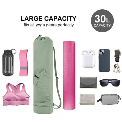 Dark Blue Durable Yoga Mat Carry Bag - Multi-Functional Fitness Backpack with Wet Pocket(Mugs are filming props, not included).