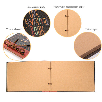 26*18CM 2 Pcs Vintage DIY Scrapbook Photo Album - Our Adventure Book for Travel and Memories.