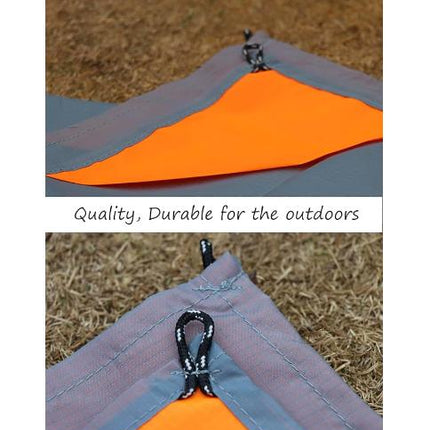Grey And Orange Portable Waterproof Camping Mat - Foldable Picnic and Beach Blanket.