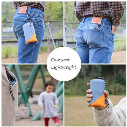 Blue And Grey Portable Waterproof Camping Mat - Foldable Picnic and Beach Blanket.