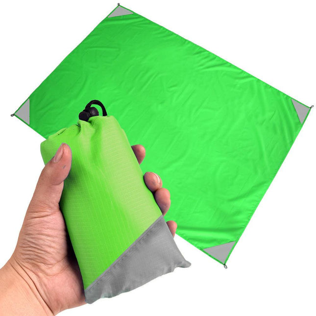 Green And Grey Portable Waterproof Camping Mat - Foldable Picnic and Beach Blanket.