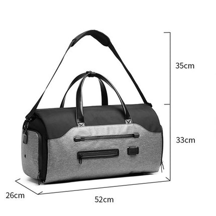 Men's Black Waterproof Multi-Functional Travel Duffel Bag - Foldable Short Trip Gym Bag with Shoe Compartment.