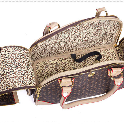 Portable Pet Travel Bag - Anti-Crush Dog Carrier for Outdoor Trips (L-42x29x18cm, Coffee Color).
