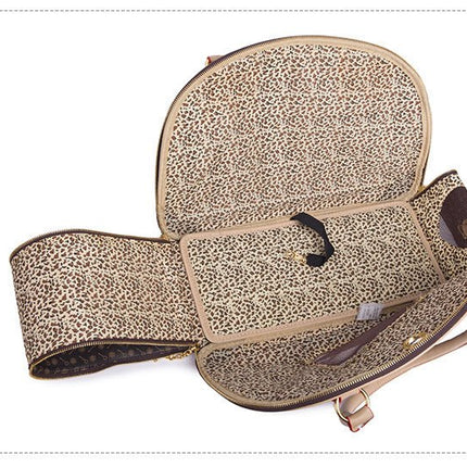 Portable Pet Travel Bag - Anti-Crush Dog Carrier for Outdoor Trips (L-42x29x18cm, Coffee Color).