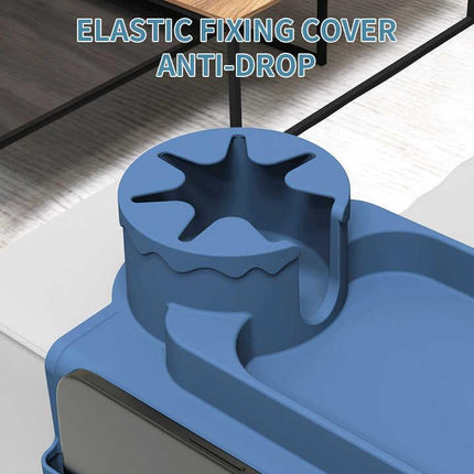 Light Blue Multi-Functional Silicone Couch Cup Holder with Storage Organizer | Durable and Creative Armrest Tray.