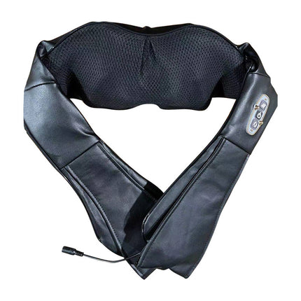 Portable Kneading Neck and Shoulder Massager with Heat - three-Button Design, Black.