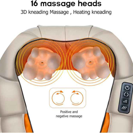 Portable Kneading Neck and Shoulder Massager with Heat - three-Button Design, Black.
