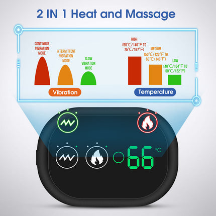 Gray Rechargeable Heated Shoulder Massager with LED Display - Adjustable Compression Wrap for Pain Relief and Relaxation.
