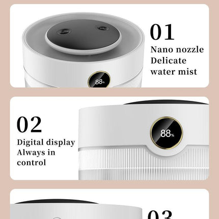 2000ML Large Capacity Humidifier with LED Display - Silent Cool Mist Air Humidifier for Home and Office.