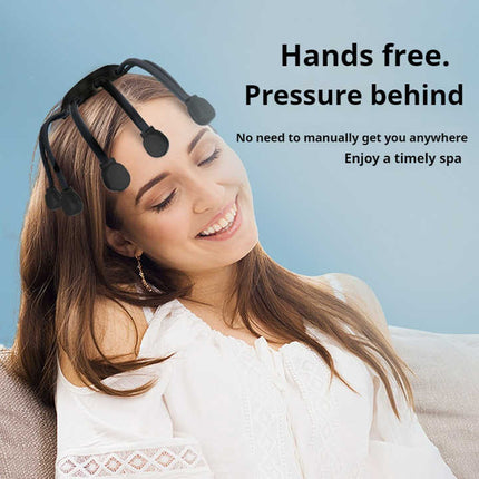 Black Upgraded B model [5 modes + vibration + timing + red light]  Multifunctional Electric Head Massager with 14 Nodes- Scalp Stress Relief.