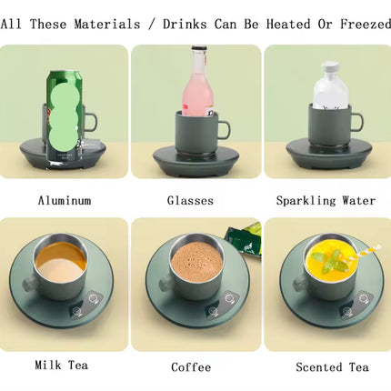 Green Multifunctional Cooling and Heating Cup with Mug - 10W Rapid Temperature Adjustment.