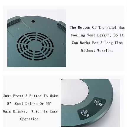 Green Multifunctional Cooling and Heating Cup with Mug - 10W Rapid Temperature Adjustment.