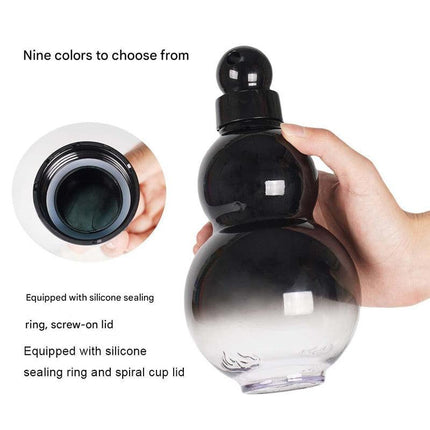 32oz Black Myth Wukong Inspired Gourd Water Plastic Green Bottle - Decorative Double-Layer Flask with Calligraphy and Accessories.