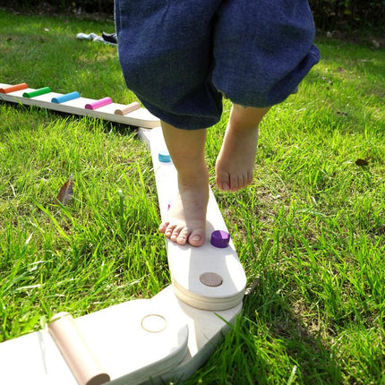 Wooden Sensory Balance Beam Set for Kids - Indoor and Outdoor Balance Training.
