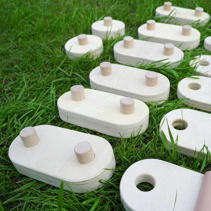 Wooden Sensory Balance Beam Set for Kids - Indoor and Outdoor Balance Training.