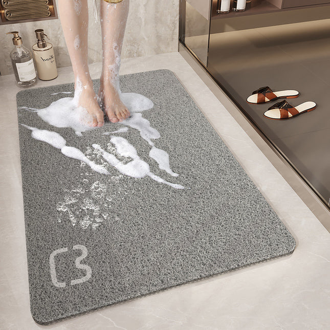Cat Head Gray Non-Slip Loofah-Style Bathroom Mat -Quick-Dry and Soft 44*75cm.