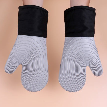 Gray Spiral Pattern Silicone Oven Mitts - Heat Resistant and Non-Slip Design (1 Pair/2 PCS).