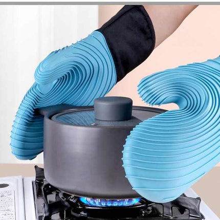 Gray Spiral Pattern Silicone Oven Mitts - Heat Resistant and Non-Slip Design (1 Pair/2 PCS).
