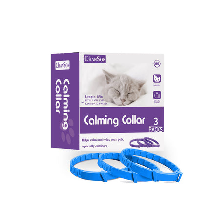 Blue Calming Collars for Cats - Natural Anxiety Relief, Adjustable, 3 Pack (2 set/6PCS).