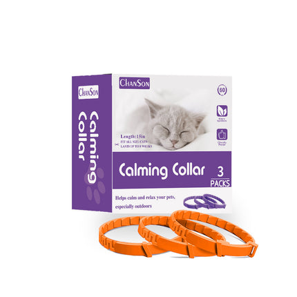 Oange Calming Collars for Cats - Natural Anxiety Relief, Adjustable, 3 Pack (2 set/6PCS).