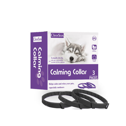 Black Calming Collars for Dogs - Natural Stress Relief, Adjustable, 3 Pack (2 set/6PCS).