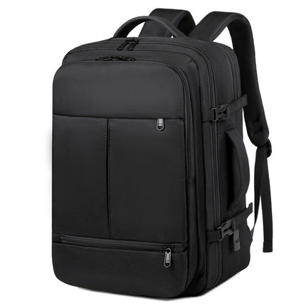 Large Capacity Travel Backpack with USB Charging Port - Black.