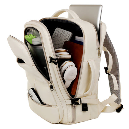 Large Capacity Travel Backpack with USB Charging Port - Black.