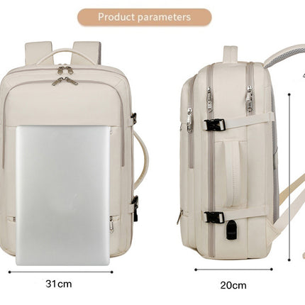 Large Capacity Travel Backpack with USB Charging Port - Black.