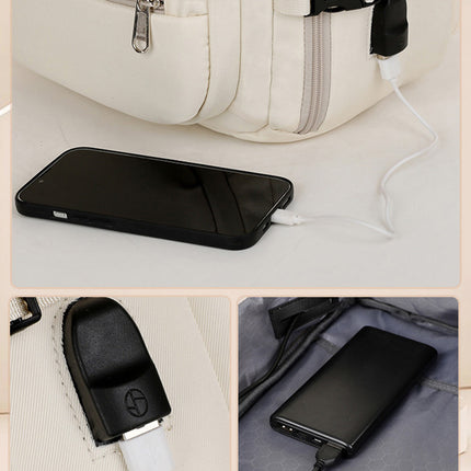 Large Capacity Travel Backpack with USB Charging Port - Black.