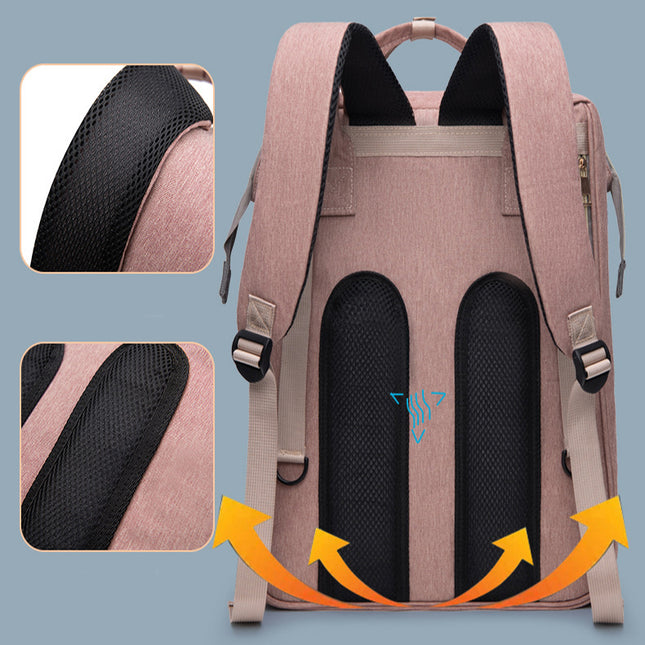 Multifunctional Diaper Backpack with Mosquito Net and Insulated Pockets - Green.