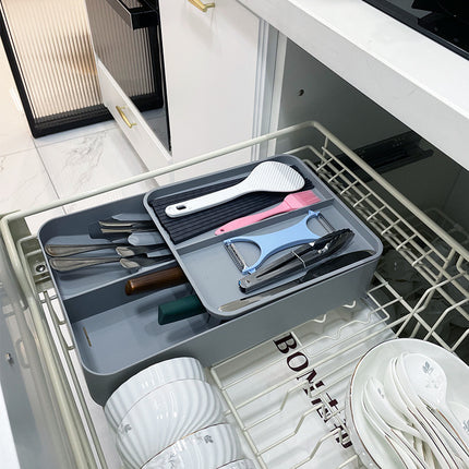 Kitchen Tableware Rack - Non-Punching Installation, Gray.
