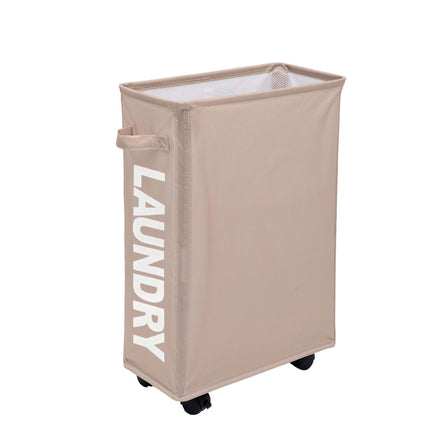 Rolling Laundry Basket with Wheels - 42L Capacity, Coffee, 39*18.5*58CM.