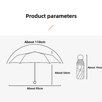 Red Compact 5-Fold Umbrella with UV Protection, Wind Resistance, and Travel-Friendly Design.