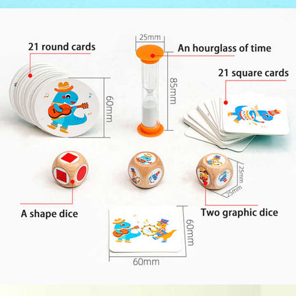 Dinosaur Circus Matching Game for Kids with Wooden Dice and Timer.