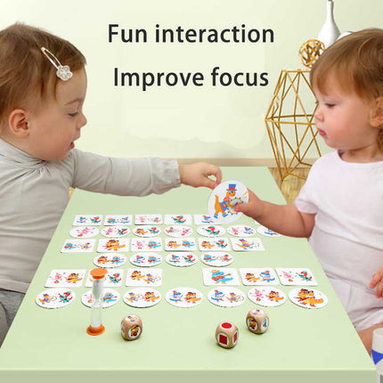 Dinosaur Circus Matching Game for Kids with Wooden Dice and Timer.