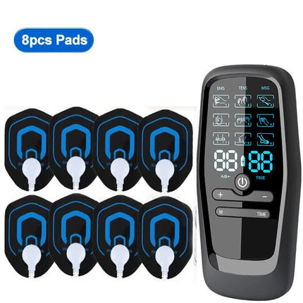 Dual Output EMS/TENS Massage Device with 9 Modes and Type-C Charging, (8 Adhesive Pads).