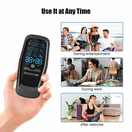 Dual Output EMS/TENS Massage Device with 9 Modes and Type-C Charging, (8 Adhesive Pads).