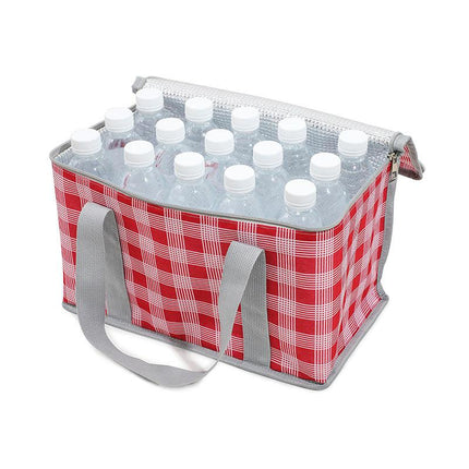 2PCS Yellow Insulated Picnic Lunch Bag with Checkered Design, Thermal Storage for Hot and Cold Items.