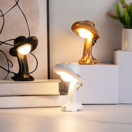 White Creative Cowboy Hat USB Table Lamp for Home and Office Decor.