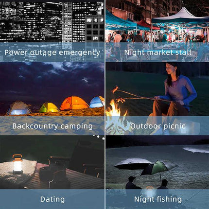 Green Collapsible Portable Solar LED Camping Lantern with USB Charging.